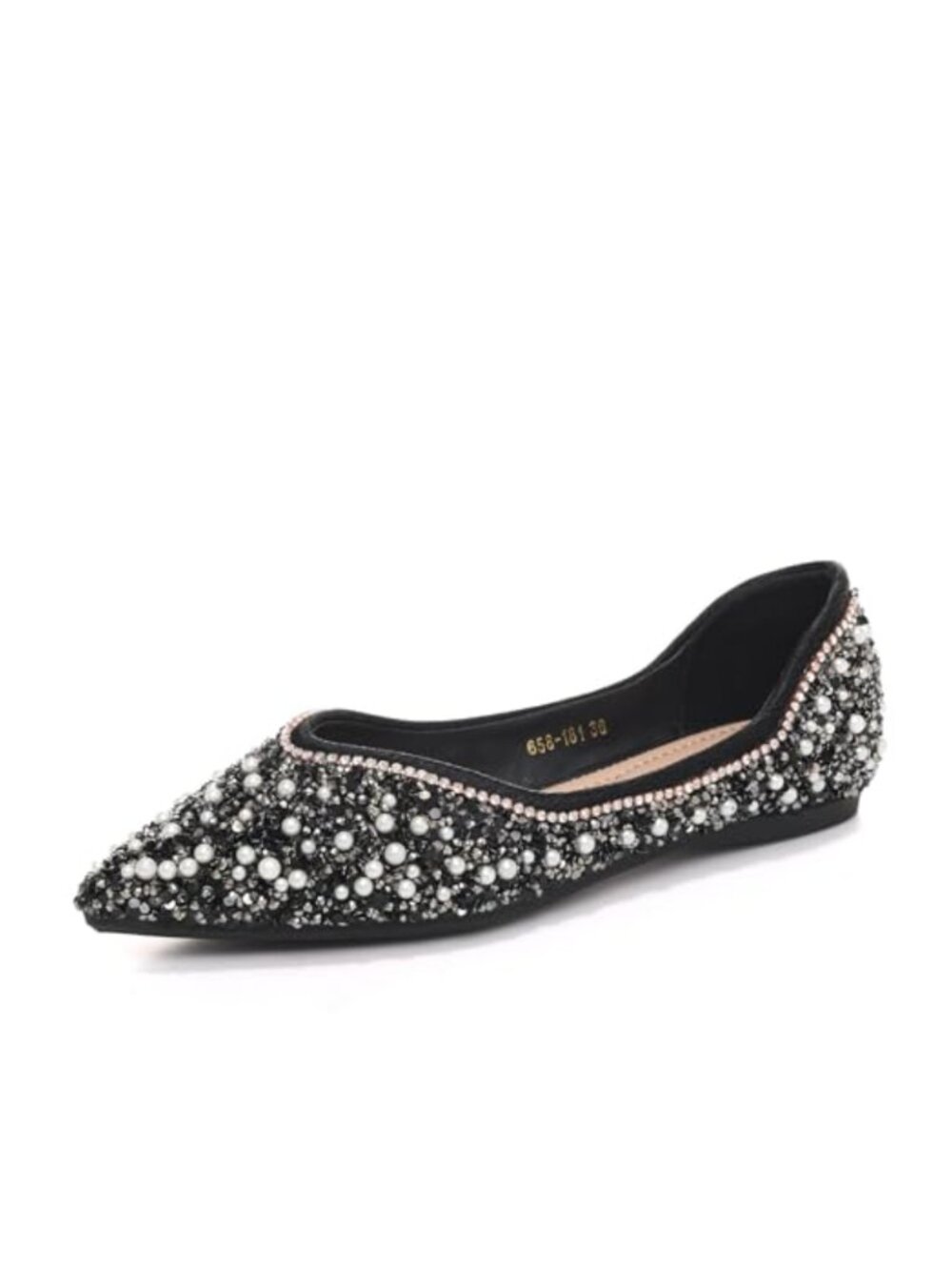 Crystal Ballet Flats Sparkly Pointed Toe Comfort Wedding Dressy Shoes